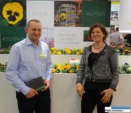 Bartłomiej Pierzchalski i Ewa-Langer na ekspozycji firmy Syngenta_przy bratkach z grupy Delta_targi IPM Essen 2016