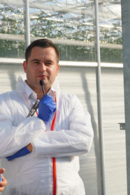 Prezentację odmiany Enroza w szklarni prowadził Mateusz Janas z firmy Enza Zaden