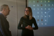 Wojciech Juńczyk (Saint-Gobain Cultilene) i Marta Jesionek (Bayer/De Ruiter) w czasie spotkania nt. optymalizacji uprawy pomidora Tomimaru Muchoo