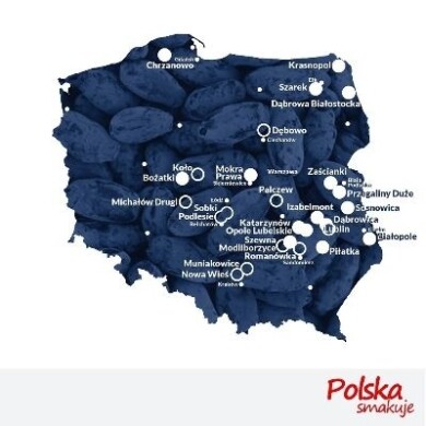 Mapa plantacji biorących udział w wydarzeniu „Czerwiec na plantacjach jagody kamczackiej’