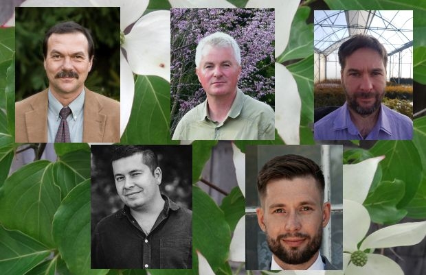 Nowy zarząd Związku Szkółkarzy Polskich - od lewej, w górnym rzędzie: Wiesław Szydło, Andrzej Kujawa, Mateusz Milczyński; w dolnym rz.: Tomasz Dębski, Łukasz Pełka