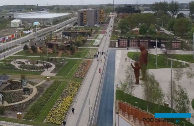 Widziany z góry fragment wystawy Floriade Expo 2022 pod koniec kwietnia, fot. A. Cecot