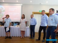 Oficjalna część Dnia Otwartego w Kolbuszowej - organizatorzy (od lewej): Ewa Langer (Syngenta Flowers), Marta Puzio, Bartłomiej Pierzchalski (Syngenta), Marcin Gdula (Hortiservice), Krzysztof Szymański (Syngenta)_2022_fot.A-Cecot