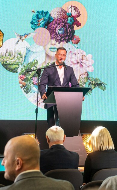 Filip Bittner, wiceprezes zarządu Grupy MTP podczas uroczystości otwarcia tegorocznych Targów Gardenia_Gardenia 2024_(fot. Kajda Fotografia)