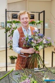 Mistrz florystyki Björn Kroner-Salié, mówił o trendach florystycznych podczas konferencji prasowej poprzedzającej targi IMP Essen 2026 (fot.  26-01-2026/Essen/Germany Foto: Armin Huber/©MESSE ESSEN GmbH)