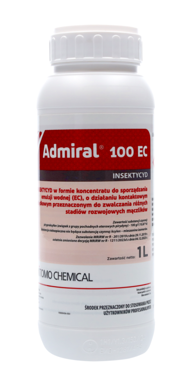 Obraz zawierający packshot produktu Admiral 100 EC środka zwalczajacego mączlika szklarniowego pod osłonami