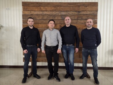 Przedstawiciele firmy Agrochemik będącej współorganizatorem spotkania w osobach (od lewej) Hubert Kącki, Andrzej Kusiak, Grzegorz Figiel, Witold Frączek, fot. PB