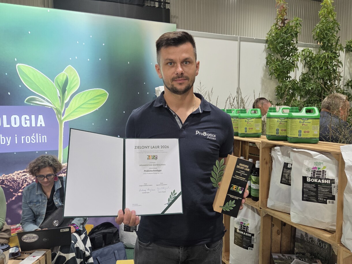 Firma ProBiotics Polska Sp. z o.o. podczas Zieleni to Zycie 2026 otrzymała Zielony Laur w kategorii Sprawdzone Rozwiązania za Probiotechnologię (fot. A. Wize)
