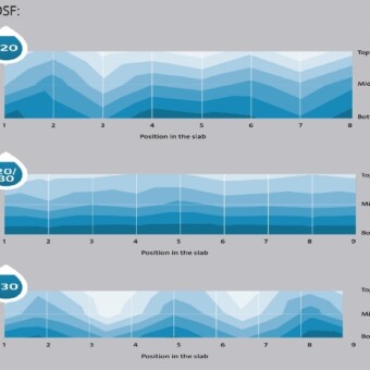 Horyzontalny profil rozkładu wilgotności w macie, w zależności od wielkości współczynnika DSF