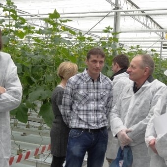 Na pytania zwiedzających odpowiadał właściciel szklarni Jarosław Zasuń