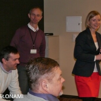 Organizatorzy spotkania - od prawej Danuta Wardencka i Tomasz Soberka z ZO K. Pychyński oraz Marcin Doniec z firmy Klasmann 