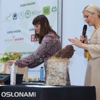 Pokazy florystyczne prowadzone przez A. Krzymińską (kompozycję wykonuje Anna Kłobus)